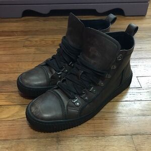 John Varvatos Brown Leather Sneakers